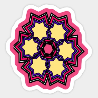 Star shape mixed colour mandala design Sticker